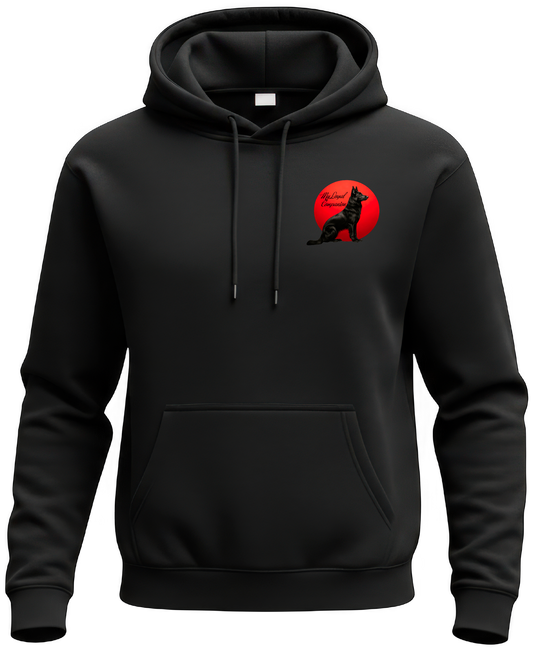 German Shepherd pull over hoodie OR T-SHIRT (red moon)