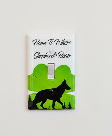 Black German Shepherd Light switch plate St. Patricks day theme
