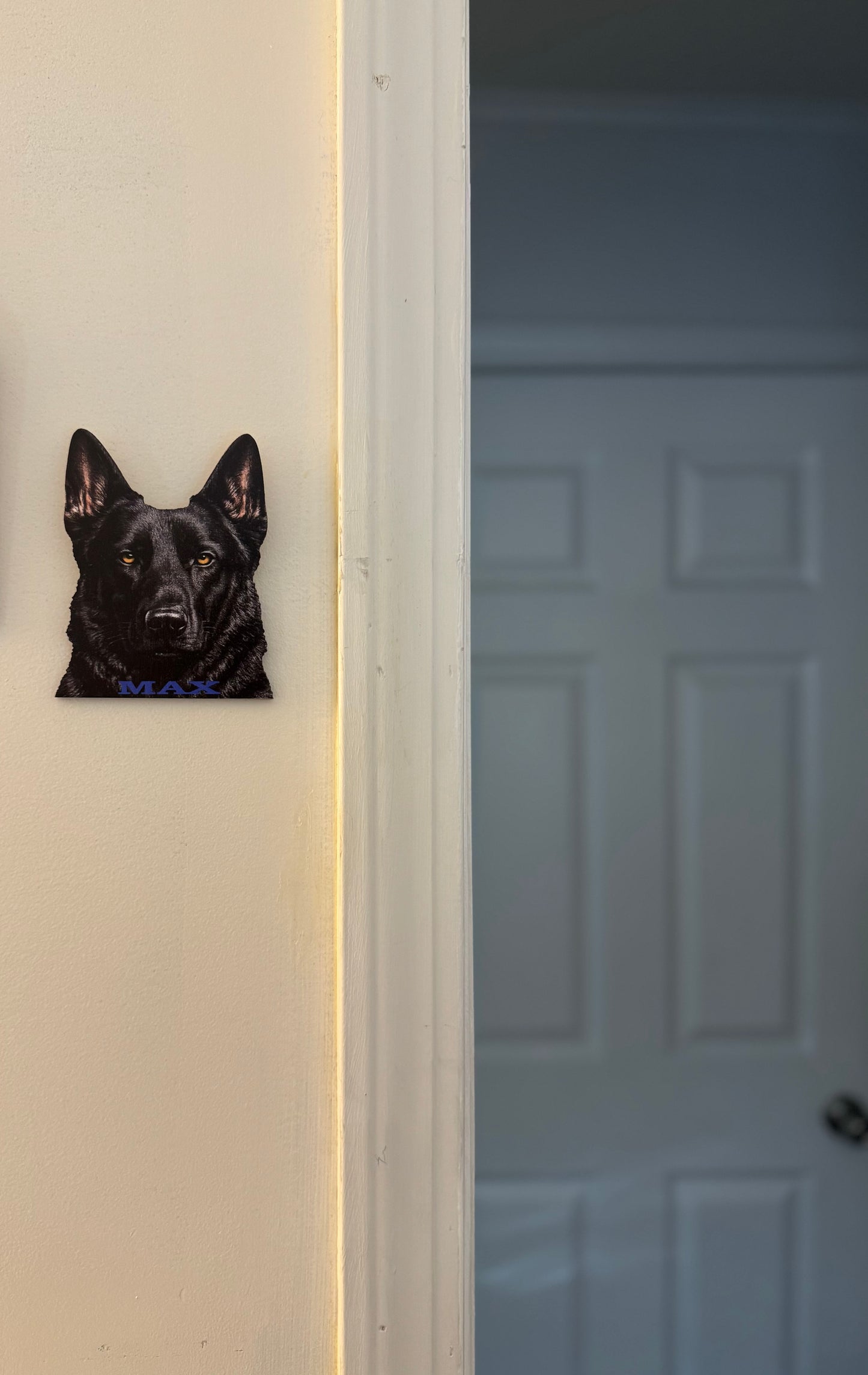 Black German Shepherd Laser-Cut Birch Wood Wall Art, Personalized Dog Name, GSD gift, German Shepherd decor, dog lover gift, personalized pet decor