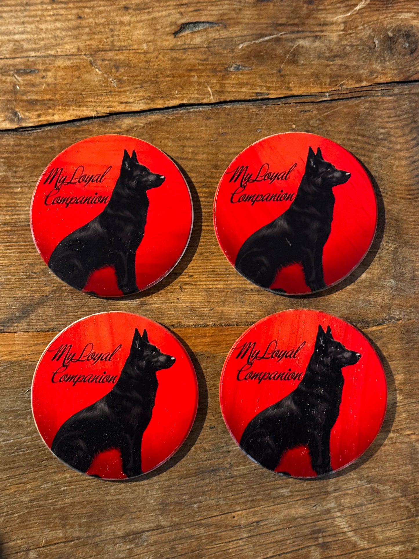 Red Moon German Shepherd Coasters