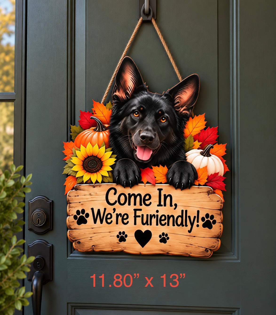 German Shepherd Wood Door Hanger Fall 22 options