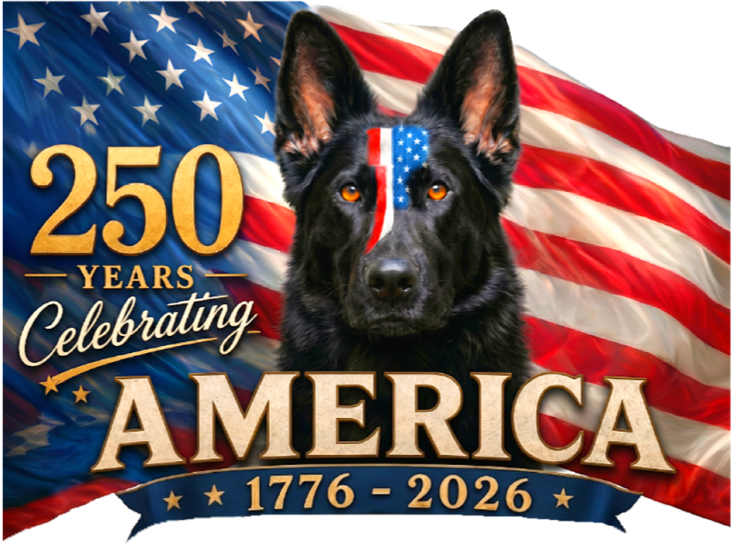 Patriotic 4th of July German Shepherd Decal 250 years Celebrating America
