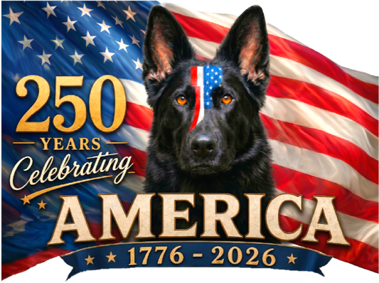 Patriotic 4th of July German Shepherd Decal 250 years Celebrating America