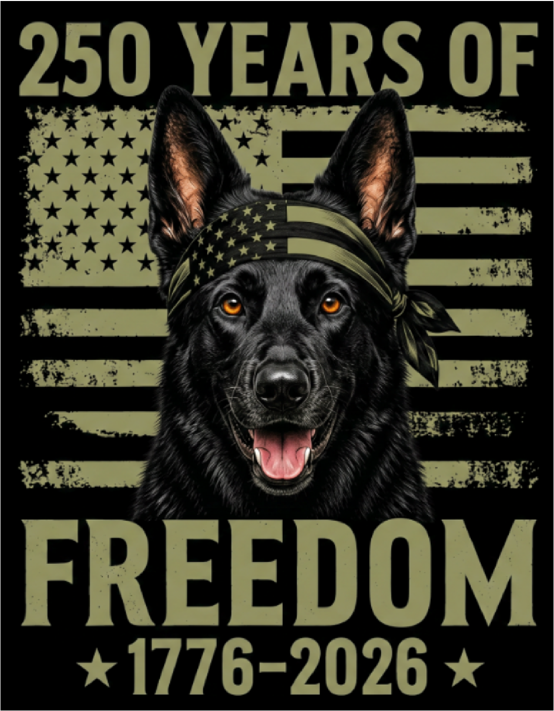 GSD Patriotic Flag Decal – UV DTF Sticker | Waterproof | 3.70" x 4.75"