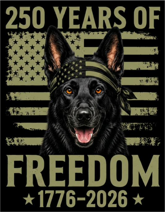 GSD Patriotic Flag Decal – UV DTF Sticker | Waterproof | 3.70" x 4.75"