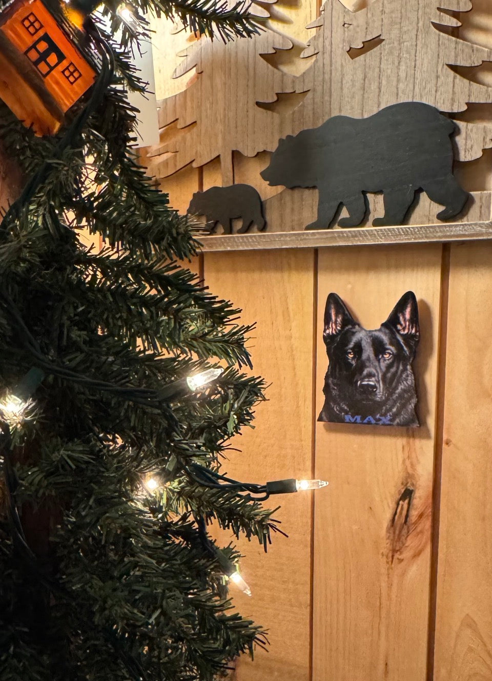 Black German Shepherd Laser-Cut Birch Wood Wall Art, Personalized Dog Name, GSD gift, German Shepherd decor, dog lover gift, personalized pet decor