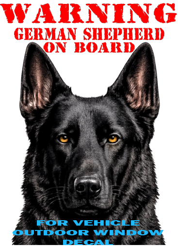 WARNING German Shepherd On Board UV decal applied to exterior of vehicle window — black GSD car sticker by GSDUSA