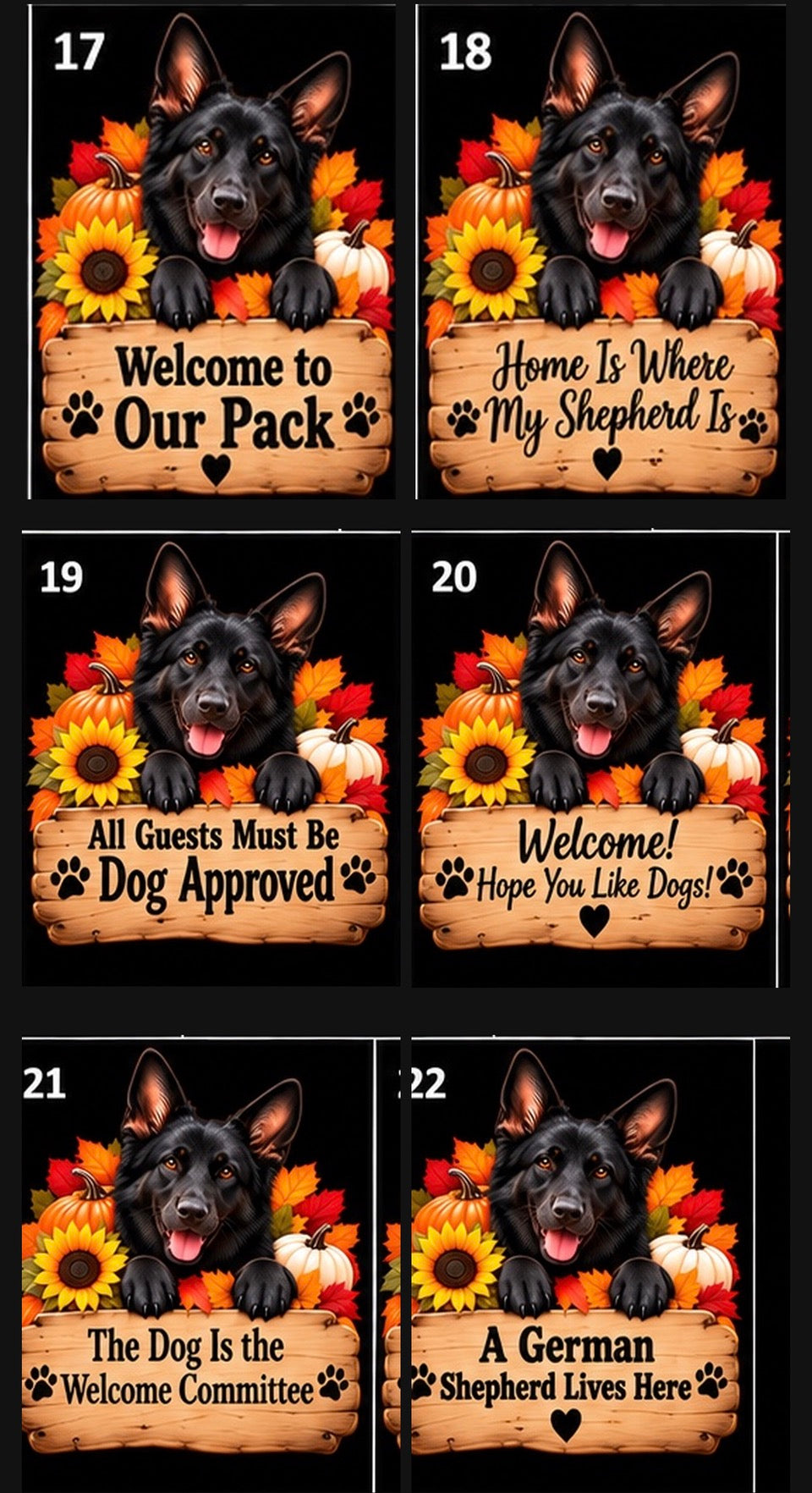 German Shepherd Wood Door Hanger Fall 22 options