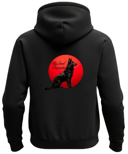 German Shepherd pull over hoodie OR T-SHIRT (red moon)