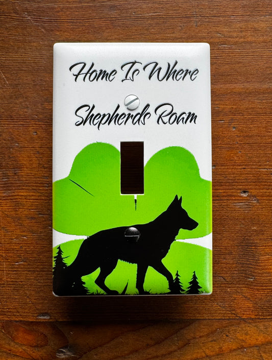 Black German Shepherd Light switch plate St. Patricks day theme