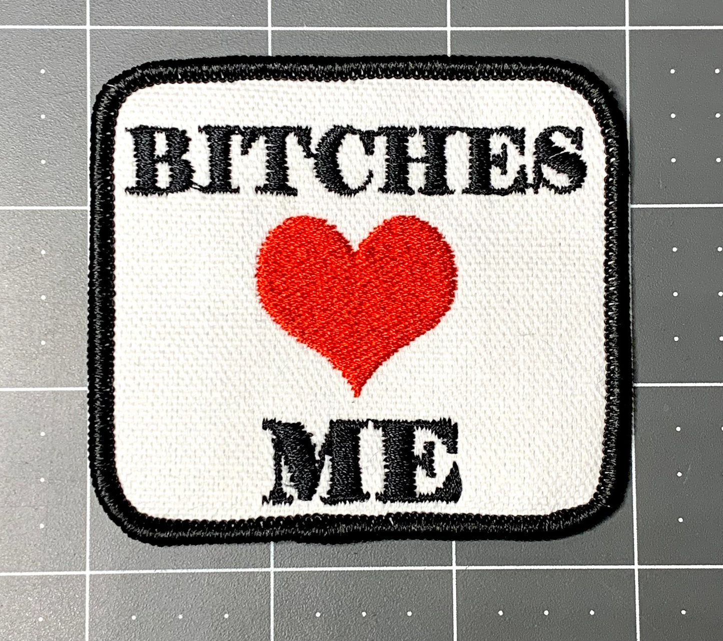 Bitches Love Me Patch, Valentine harness patch for male dogs