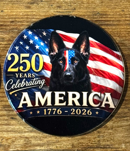 4th of July Patriotic Black German Shepherd Coaster