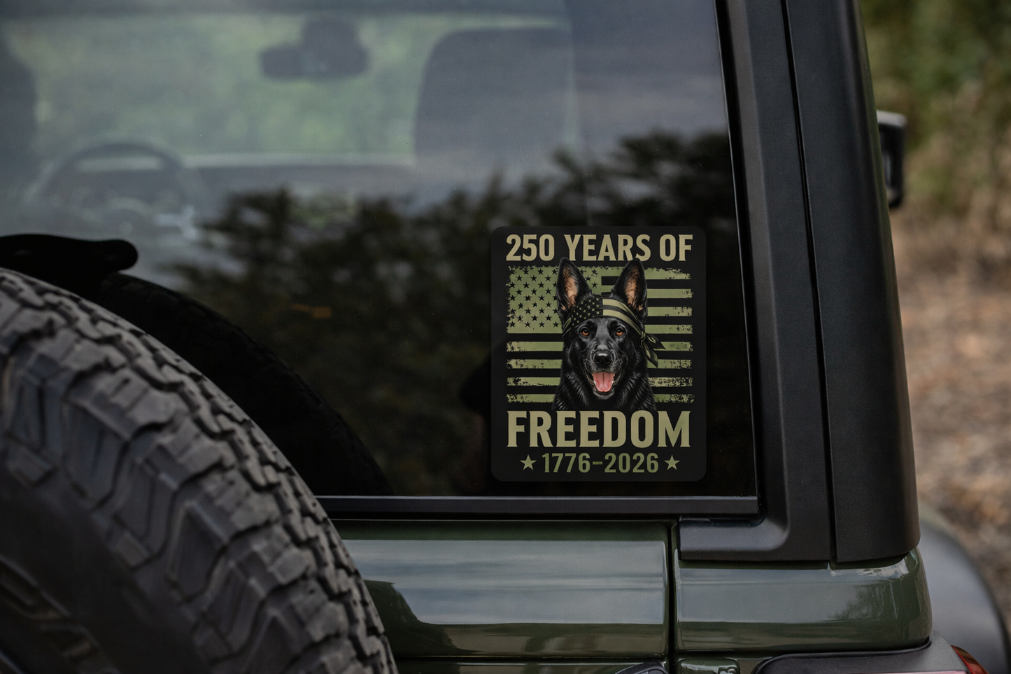 GSD Patriotic Flag Decal – UV DTF Sticker | Waterproof | 3.70" x 4.75"