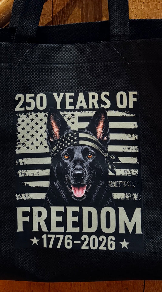 Patriotic Black German Shepherd Tote Bag | 4th of July GSD Tote