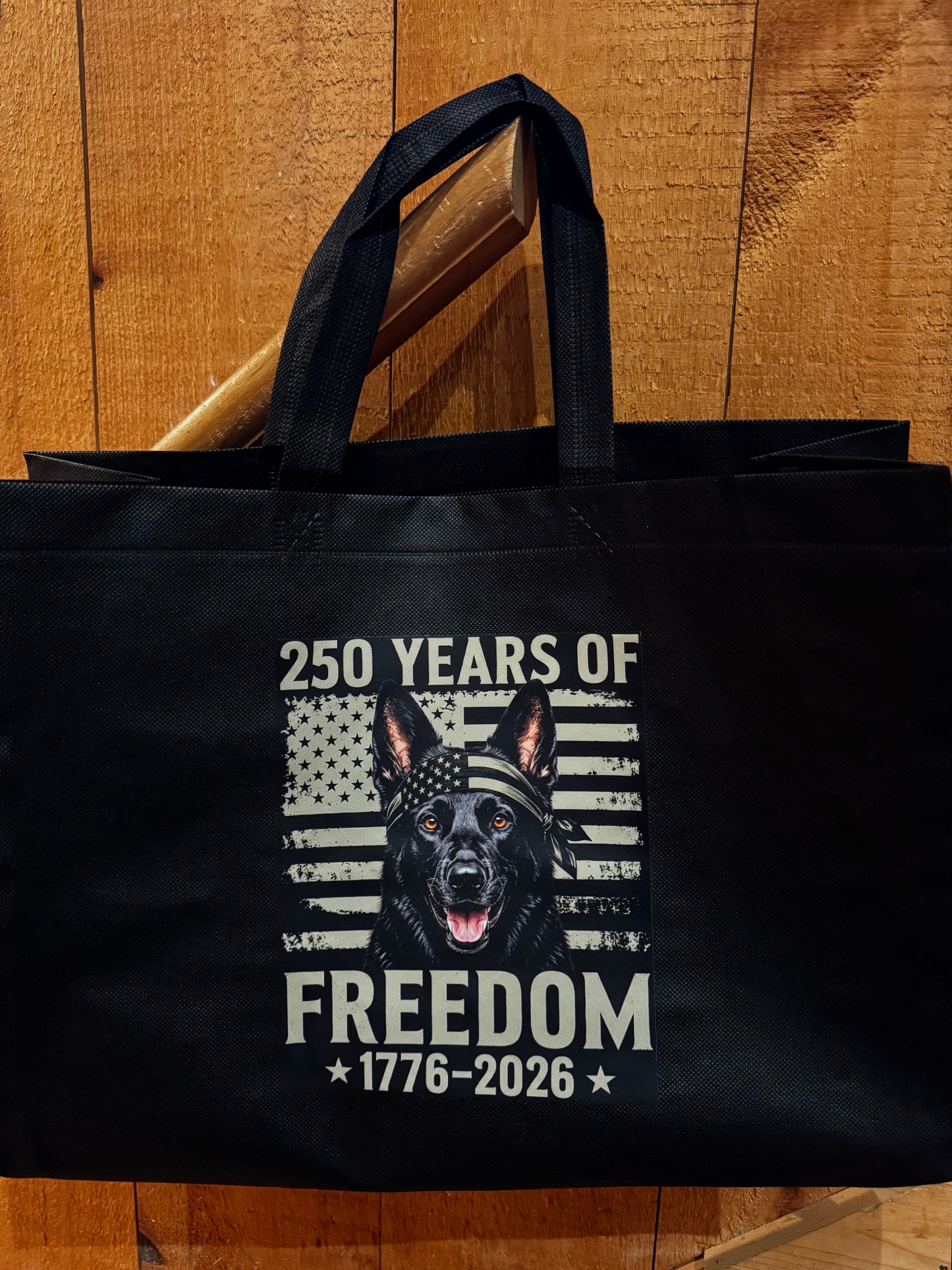 Patriotic Black German Shepherd Tote Bag | 4th of July GSD Tote