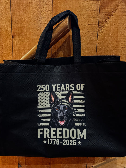Patriotic Black German Shepherd Tote Bag | 4th of July GSD Tote