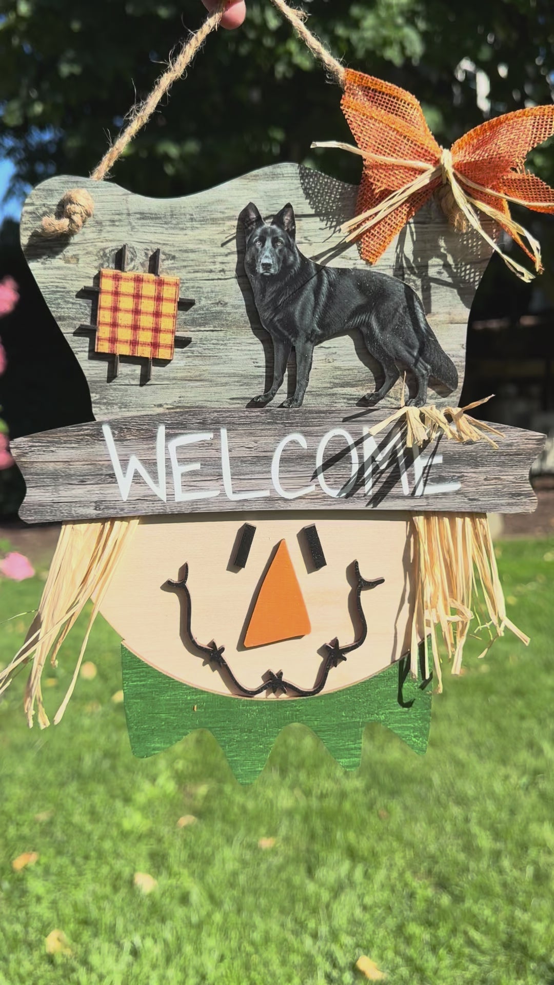 Side view of a 9 x 10.75 inch layered birch wood fall sign.”