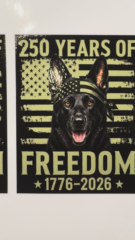 GSD Patriotic Flag Decal – UV DTF Sticker | Waterproof | 3.70" x 4.75"