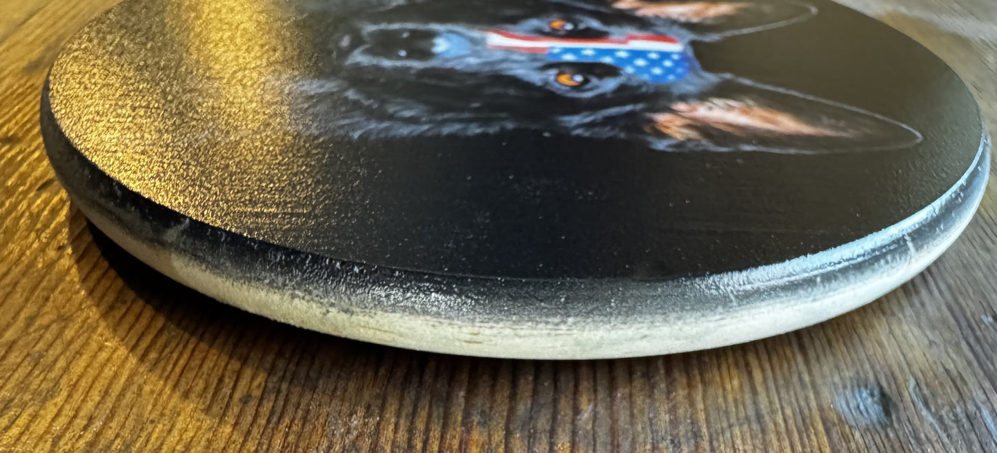 Patriotic Black German Shepherd Coaster