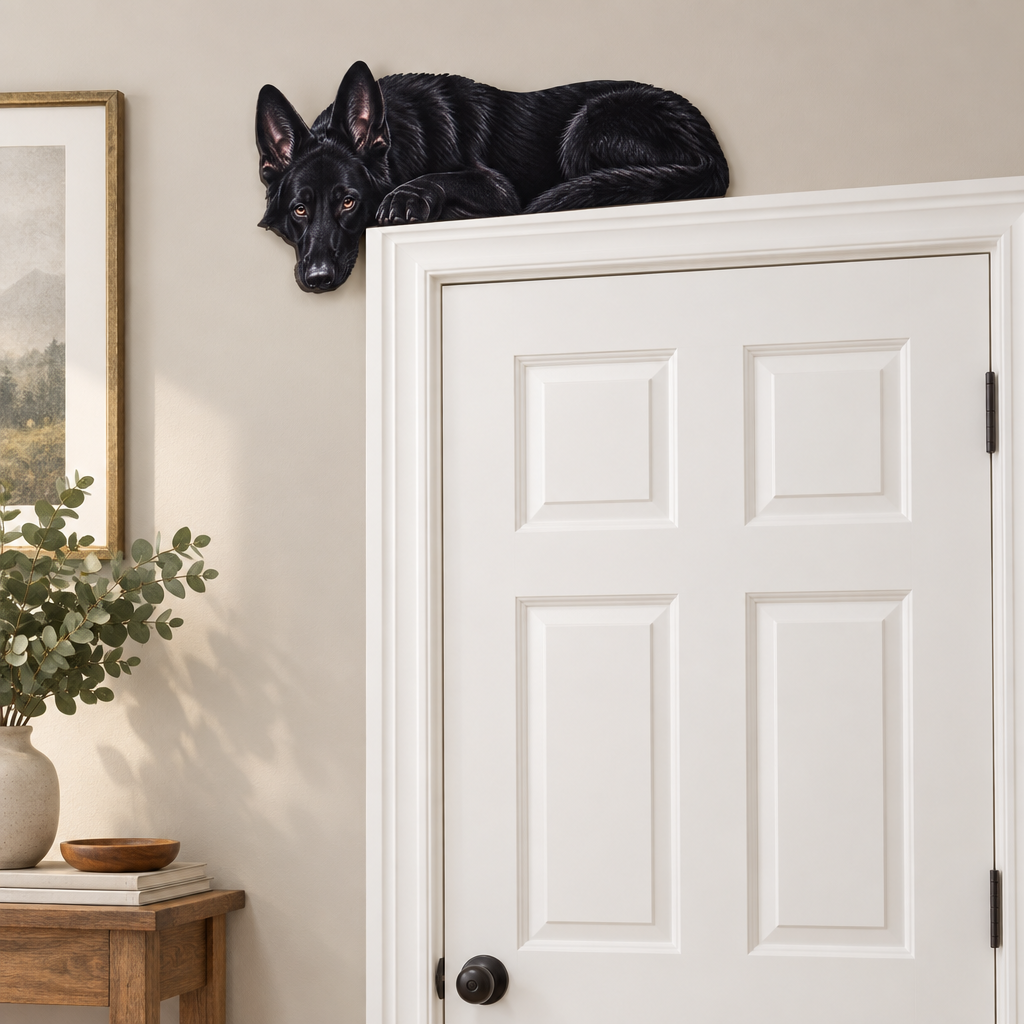 Black German Shepherd Door Topper | Over the Door German Shepherd Décor | GSD Lover Gift.