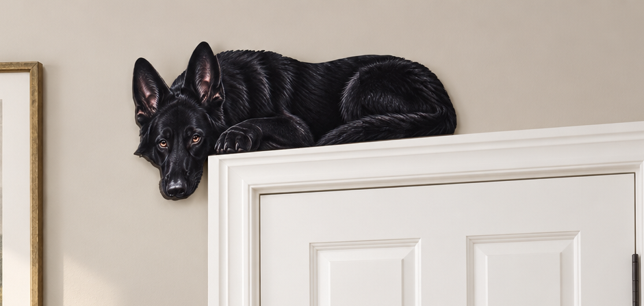 Black German Shepherd Door Topper | Over the Door German Shepherd Décor | GSD Lover Gift.